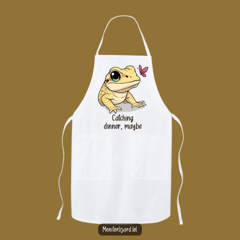 Funny Monitor Lizard Butterfly Apron: Hummingbird Hunter Chef Gift