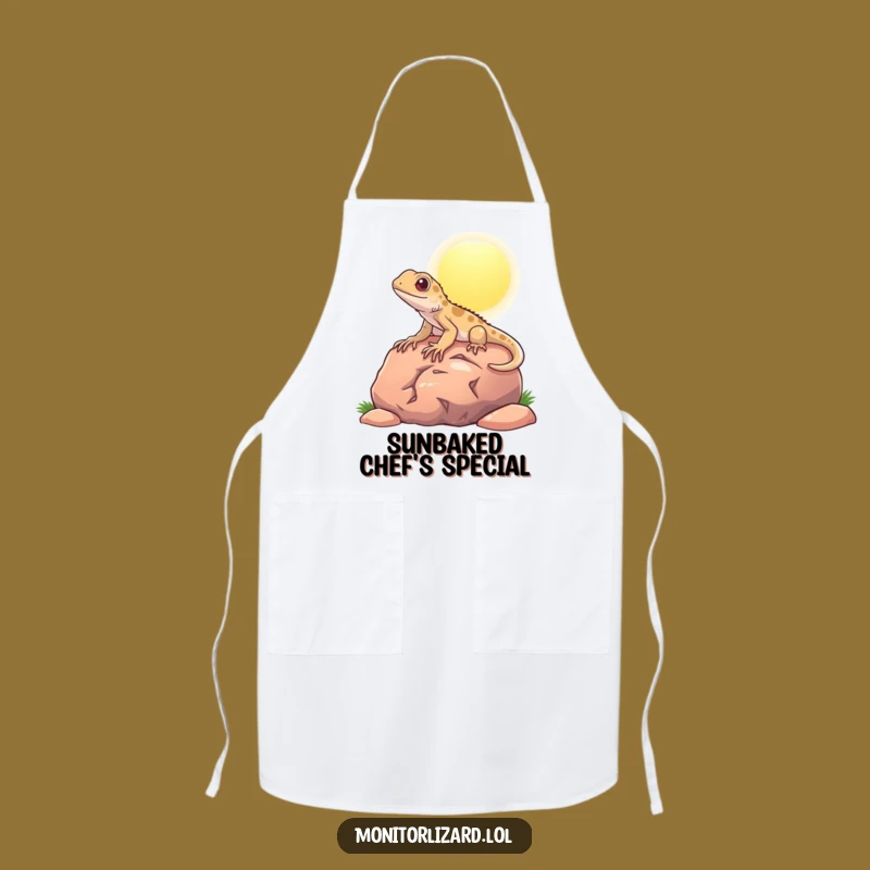 Funny Content Monitor Lizard Apron: Humorous Reptile Chef Gift