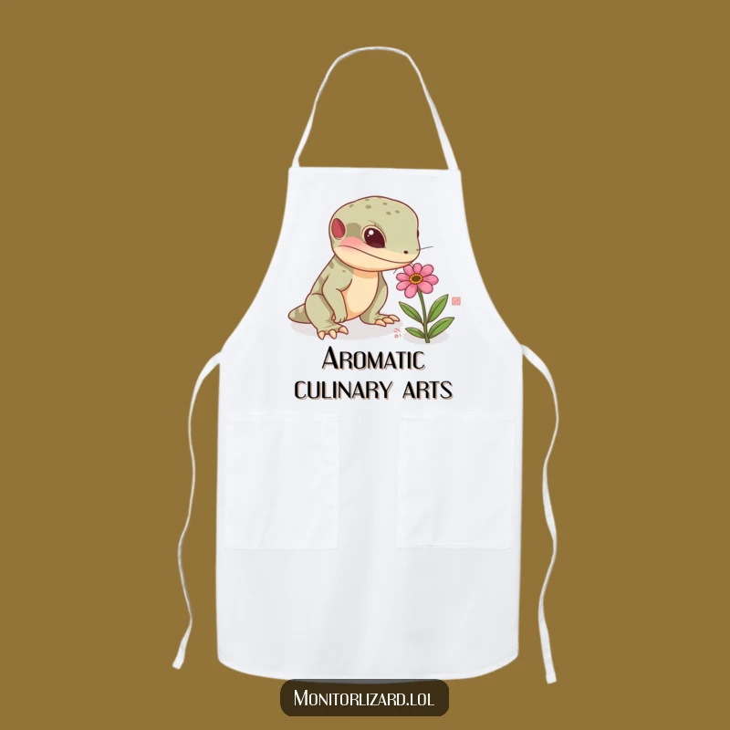 Funny Monitor Lizard Flower Apron - Kitchen Reptile Chef Wear, Great Funny Gift