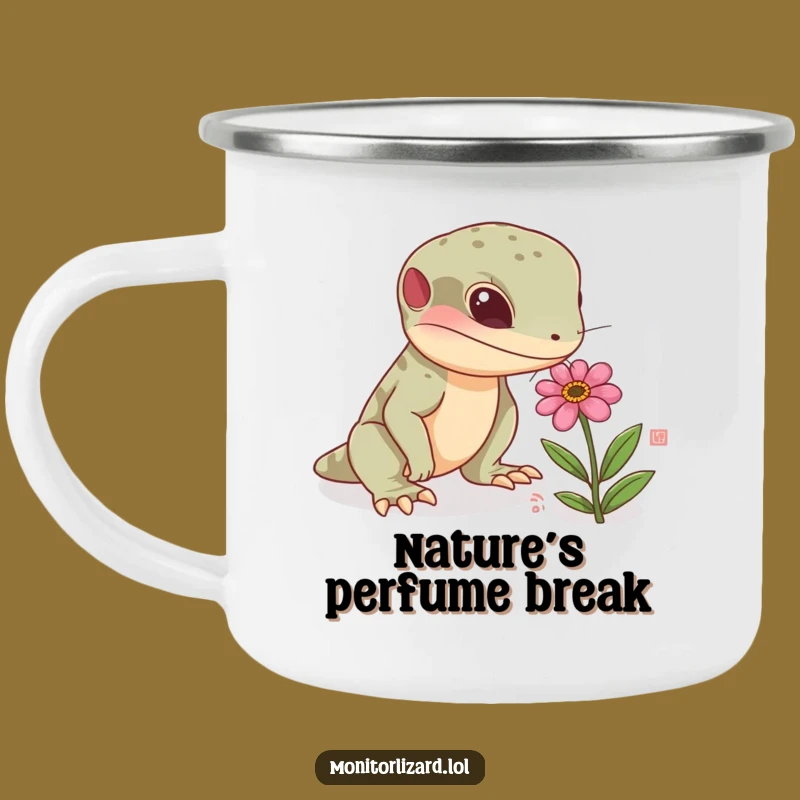 Funny Monitor Lizard Flower Camping Mug - Outdoor Reptile Nature Cup, Terrific Funny Gift