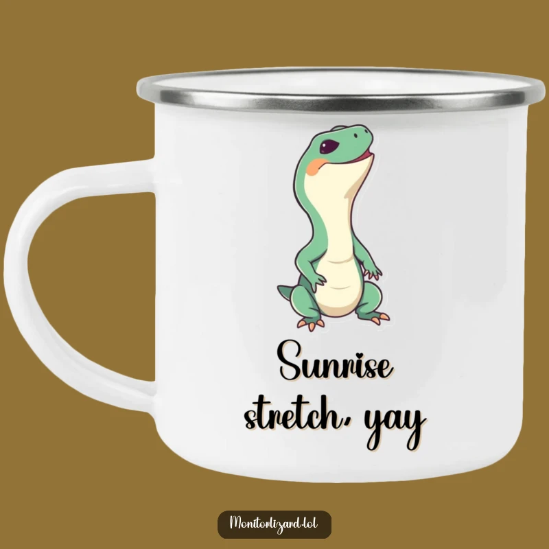 Funny Monitor Lizard Grin Camping Mug - Outdoor Happy Reptile Cup, Terrific Funny Gift