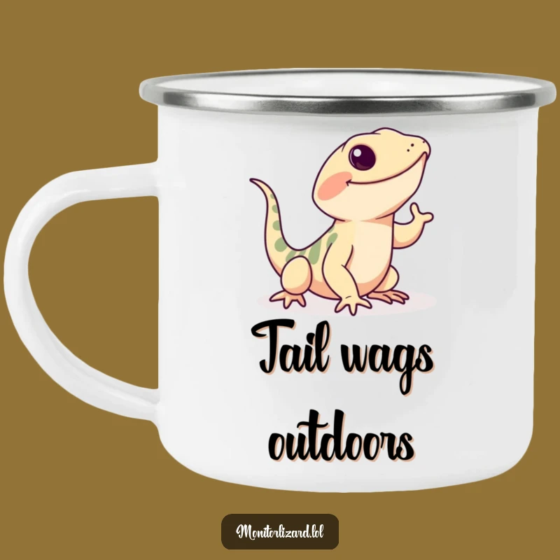 Funny Monitor Lizard Wiggle Camping Mug: Playful Outdoor Drinkware