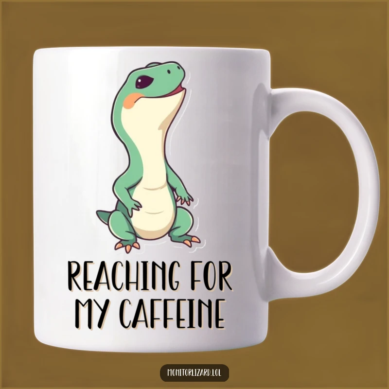 Funny Monitor Lizard Grin Mug - Happy Reptile Stretch Design, Perfect Funny Gift