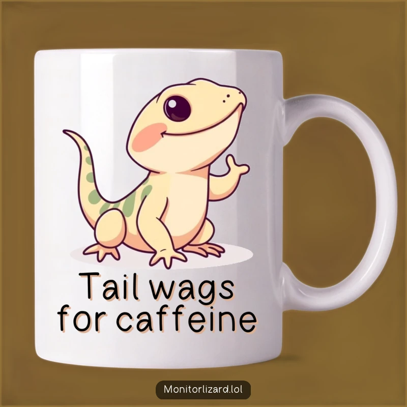 Funny Monitor Lizard Wiggle Mug: Happy Tail Wagging Gift