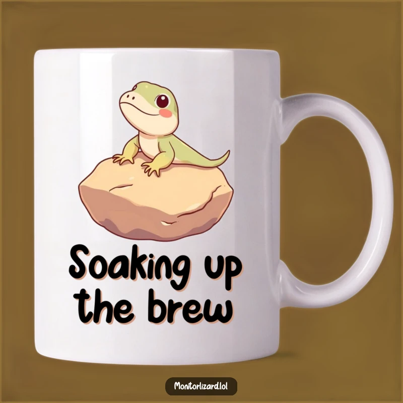 Funny Monitor Lizard Sun Mug: Relaxed Reptile Humor, Perfect Zen Gift!