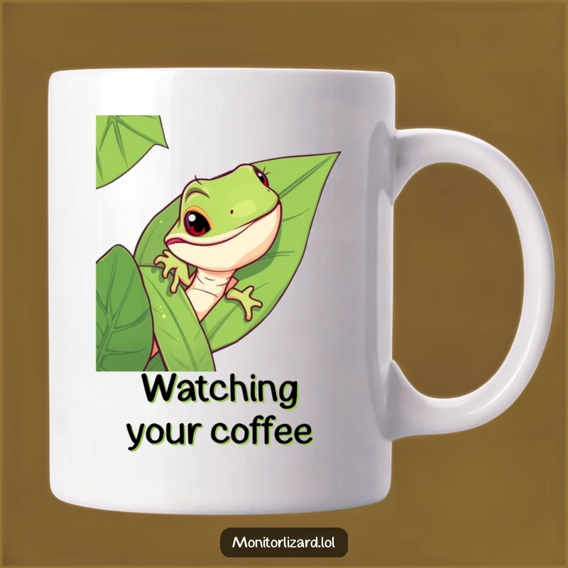 Funny Monitor Lizard Mug: Mischievous Jungle Peek Gift