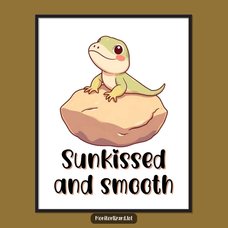 Funny Monitor Lizard Sun Digital Art: Instant Relaxed Decor, Perfect Gift!