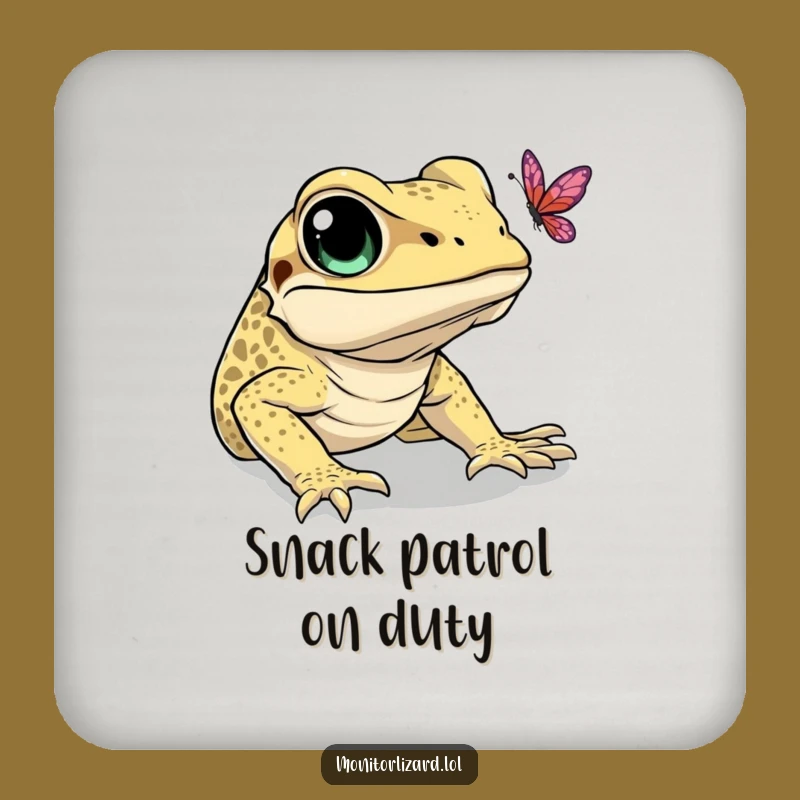 Funny Monitor Lizard Butterfly Coaster: Humorous Drink Protection