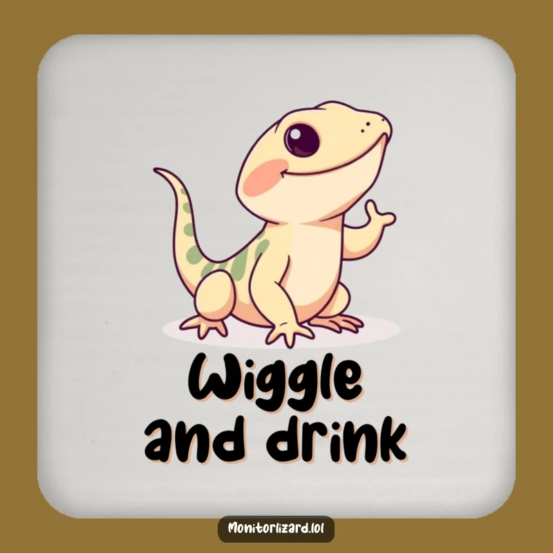 Funny Monitor Lizard Coaster: Happy Wiggle for Your Table