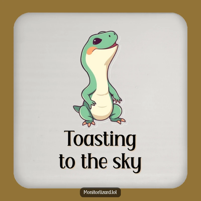 Funny Monitor Lizard Grin Coaster Set - Happy Reptile Protection, Unique Funny Gift