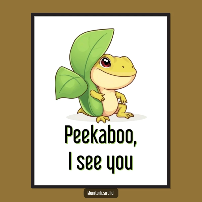 Funny Monitor Lizard Poster - Playful Reptile Art Print, Unique Funny Gift Decor