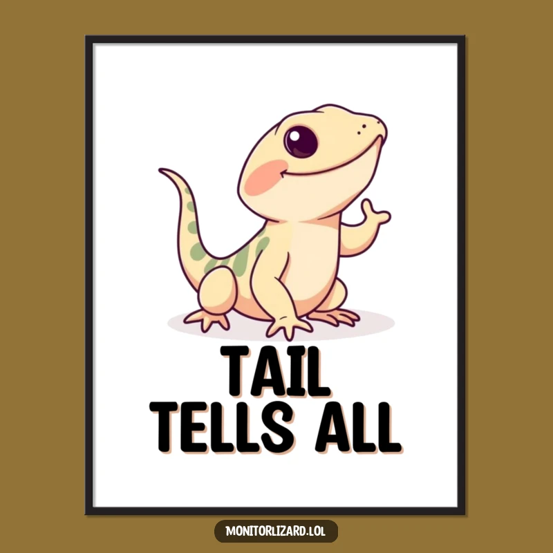 Funny Monitor Lizard Wiggle Poster: Joyful Reptile Art