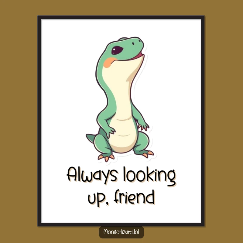 Funny Free Printable Wall Art: Happy Lizard Stretching - Quirky Downloadable Decor