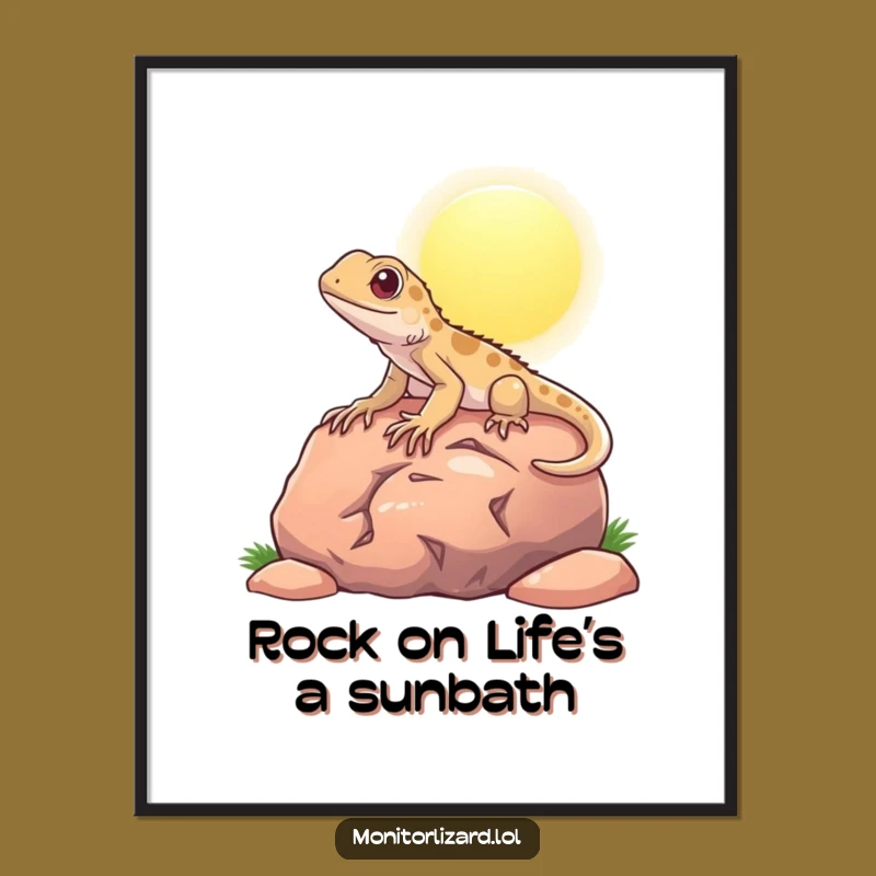 Funny Free Printable Wall Art: Basking Monitor Lizard Humorous Downloadable Decor