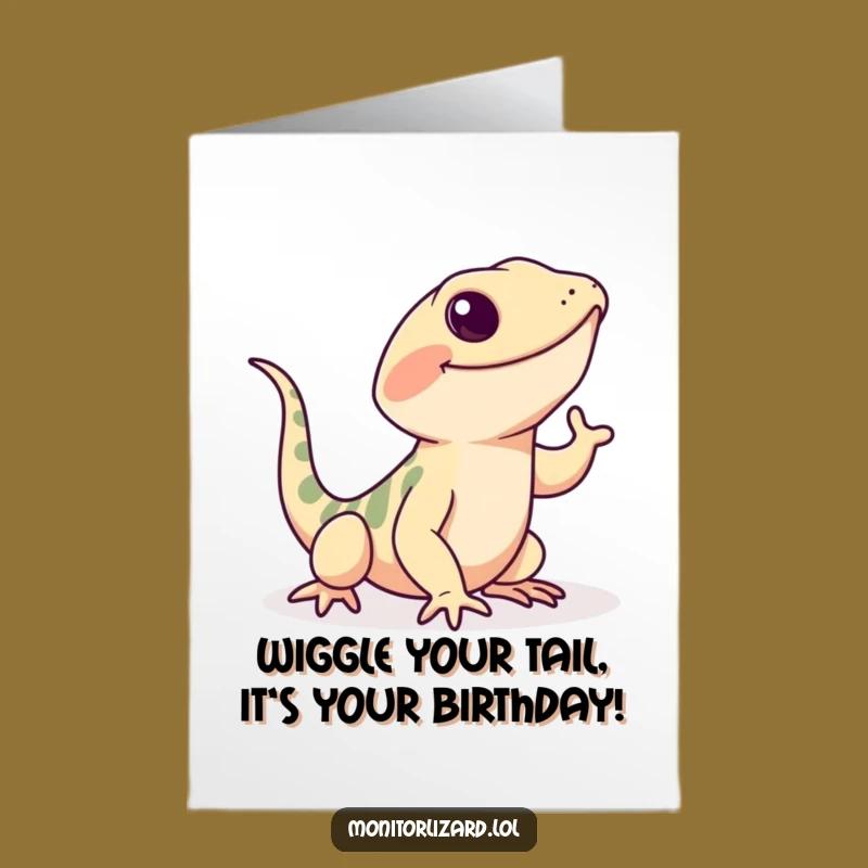 Free Printable Birthday Card: Happy Lizard Wiggle - Funny Downloadable Gift
