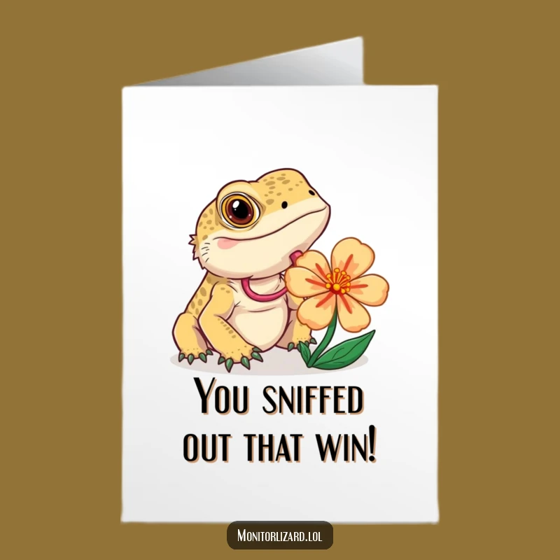 Free Printable Congrats Card: Lizard Investigates - Funny Downloadable Gift
