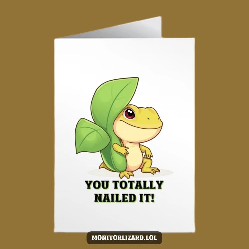 Free Printable Congratulations Card: Monitor Lizard's Joyful Peek - Downloadable Celebration