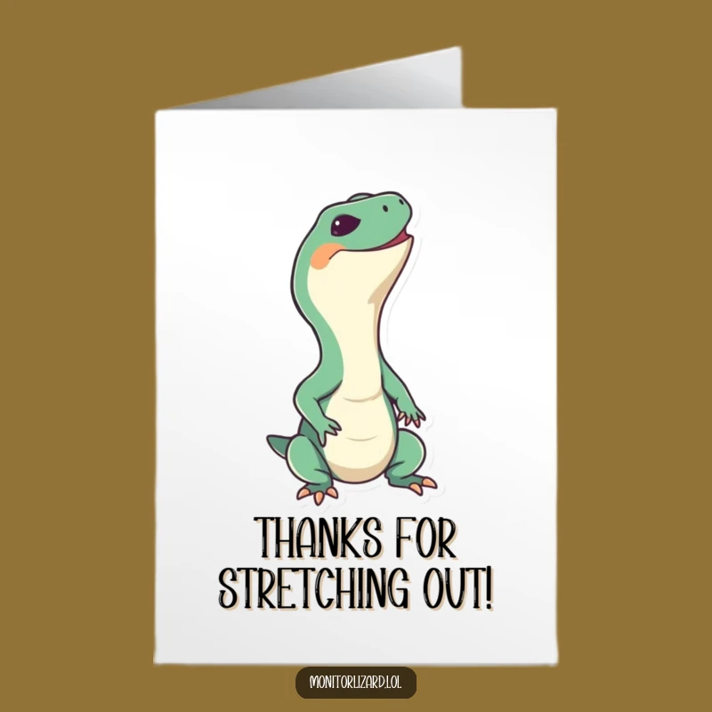Free Printable Thank You Card: Happy Lizard Stretch - Grateful Downloadable Greeting