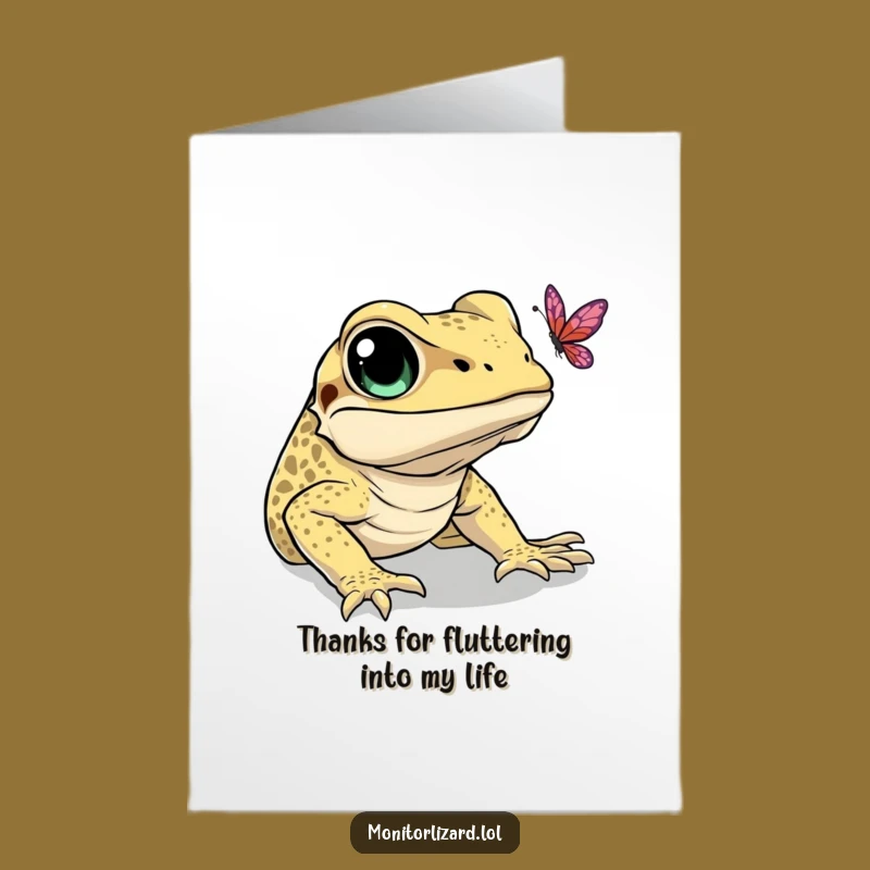 Free Printable Thank You Card: Monitor Lizard Butterfly Fun Humorous Gift