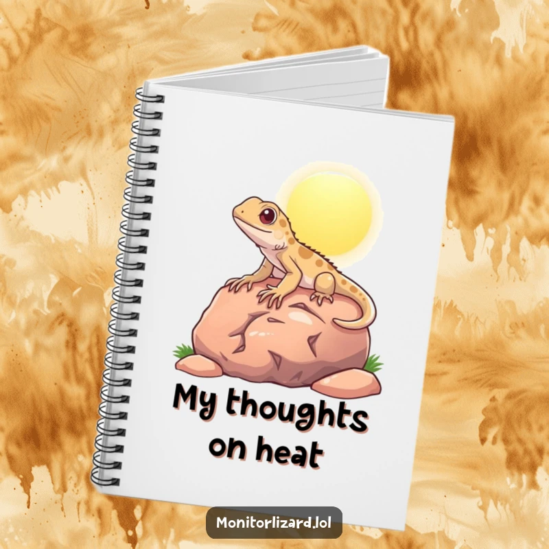 Funny notebook cover featuring a content monitor lizard basking lazily, ideal for jotting down notes with reptilian humor.