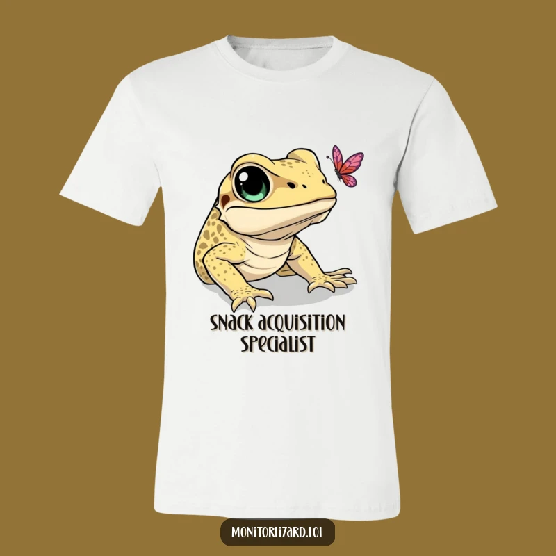 Funny Monitor Lizard Butterfly Tee: Humorous Reptile Hunter Shirt Gift