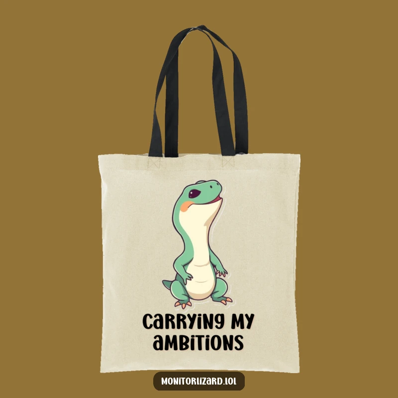 Funny Monitor Lizard Grin Tote Bag - Happy Reptile Accessory, Ideal Funny Gift