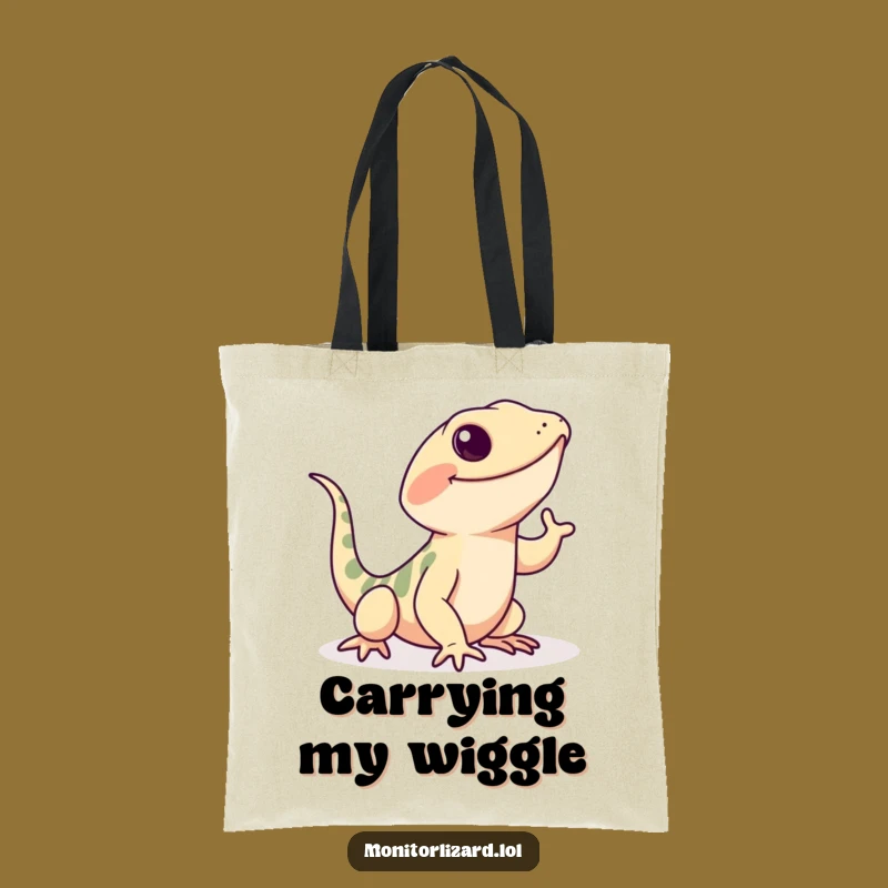 Funny Monitor Lizard Wiggle Tote Bag: Playful Everyday Carry